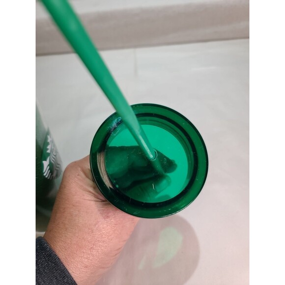 EUC Starbucks 2020 Holiday L.E. Green Glitter Tumbler 16oz  W/ Straw Christmas - Picture 8 of 8